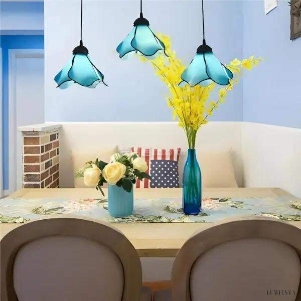 Lampa wisząca szklana w kształcie kwiatu vintage