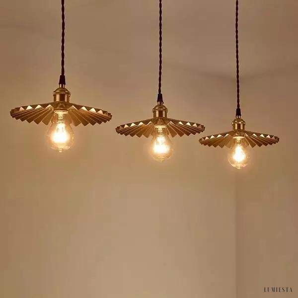 Mosiężna Lampa Wisząca Parasol w stylu rustykalnym