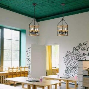 Ross - Lampa wisząca metalowa koło wozu w stylu wiejskim