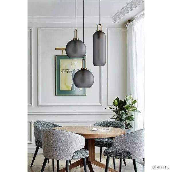 Szklana lampa wisząca w stylu retro z miedzianym wykończeniem