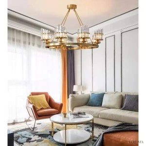 Lampa sufitowa żyrandol mosiężny z kryształami K9