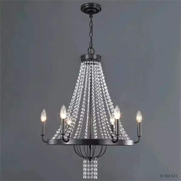 Nowoczesny żyrandol metalowy z kryształami w stylu luksusowym