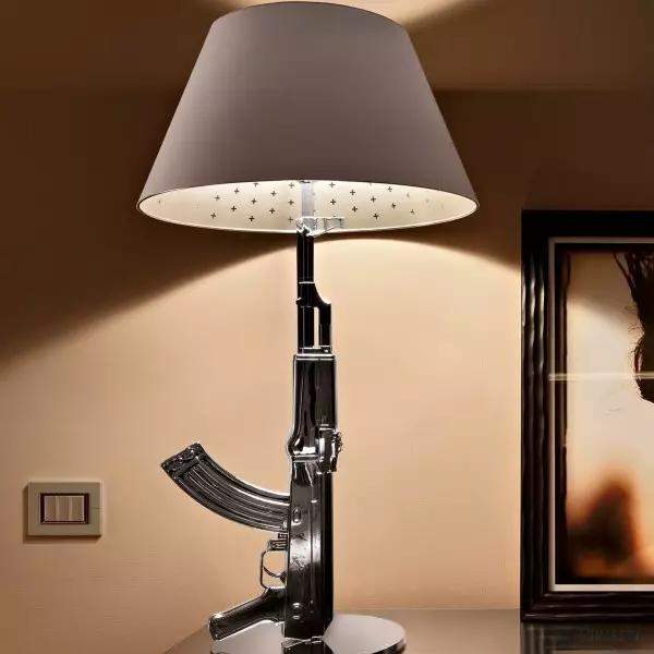 Lampa biurkowa w kształcie broni metalowa elegancka