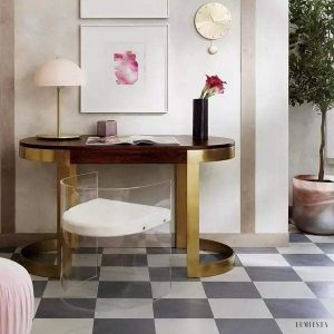 Lampa stołowa Hanna różowa z kopułowym kloszem