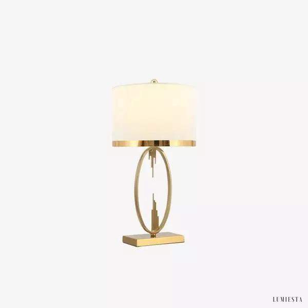 Metalowa lampa stołowa w stylu nowoczesnym z białym abażurem