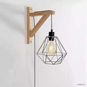 Nowoczesna lampa ścienna Fix z drewna w stylu skandynawskim