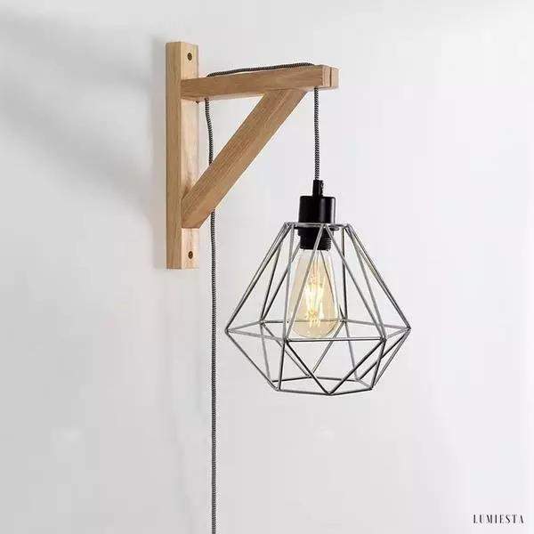 Nowoczesna lampa ścienna Fix z drewna w stylu skandynawskim