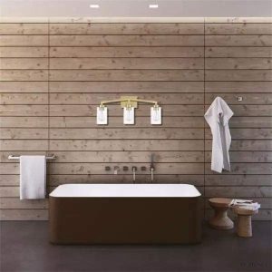 Lampa ścienna industrialna mosiężna z trzema kloszami