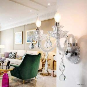 Lampa ścienna kryształowa kinkiet w kształcie świecznika