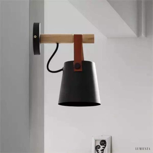 Lampa ścienna LED w skandynawskim stylu z drewnianym wykończeniem