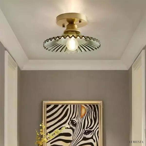 Lampka sufitowa w stylu vintage z zielonym szkłem