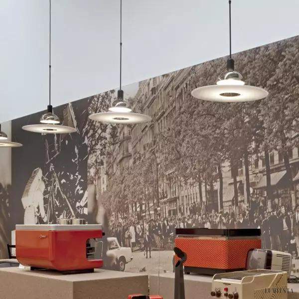 Lampa wisząca Frisbi stylowa okrągła 60 cm czarna nikiel