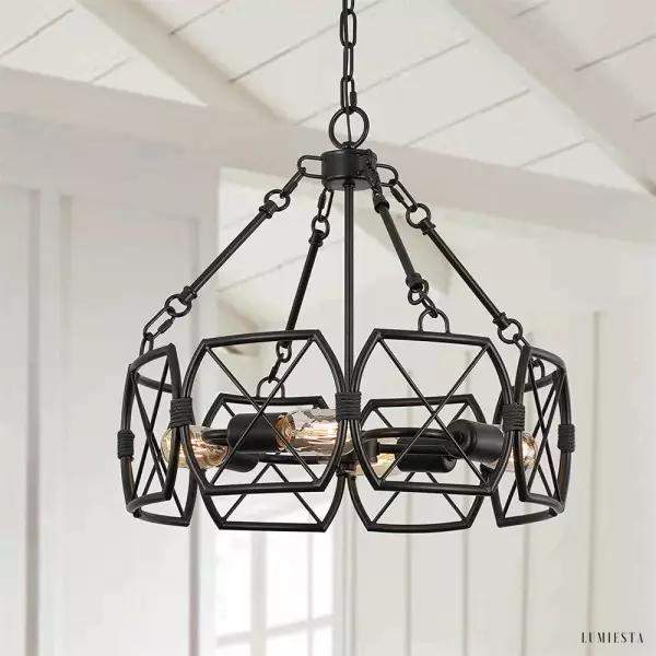 Rustykalna lampa wisząca Cage metalowa do wnętrz