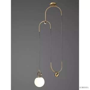 Nowoczesna lampa wisząca w kształcie koła mosiężna i szklana