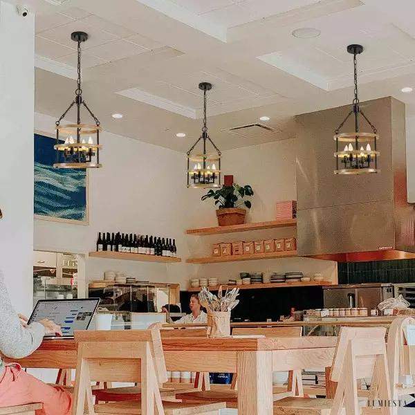 Ross - Lampa wisząca metalowa koło wozu w stylu wiejskim