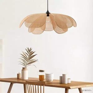 Petal - Rattanowy żyrandol rustykalny w kształcie płatków