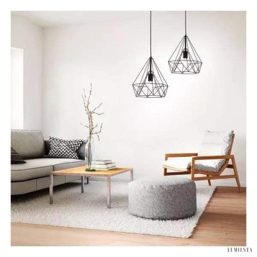 Lampa wisząca metalowa w stylu retro czarna oprawa