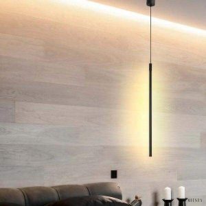 Liniowa lampa wisząca LED w nowoczesnym stylu czarna 60 140 cm