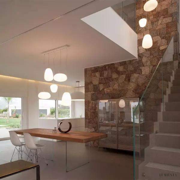 Lampa Wisząca z Dmuchanego Szkła w Kształcie Okrągłym