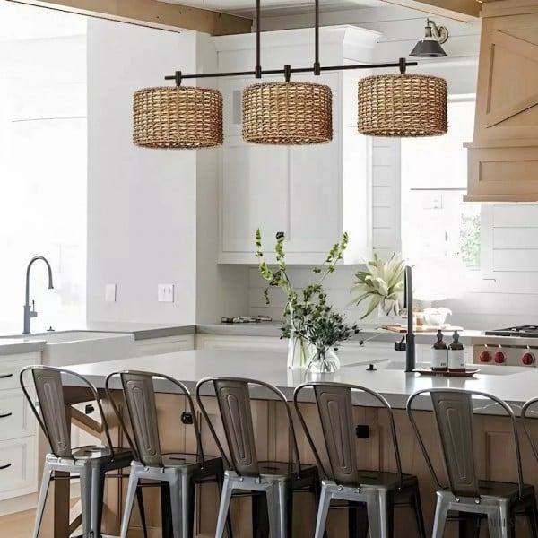 Rustykalny żyrandol z 3 abażurami w stylu industrialnym