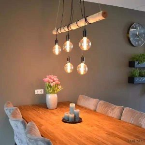 Lampa wisząca drewniana Townshend 4 punkty świetlne