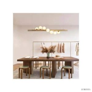 Lampa wisząca Dot Line w stylu skandynawskim z drewna i szkła