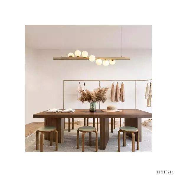 Lampa wisząca Dot Line w stylu skandynawskim z drewna i szkła