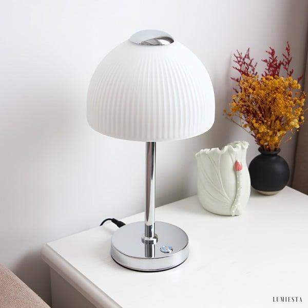 Minimalistyczna lampa nocna szklana z kloszem w kształcie grzyba