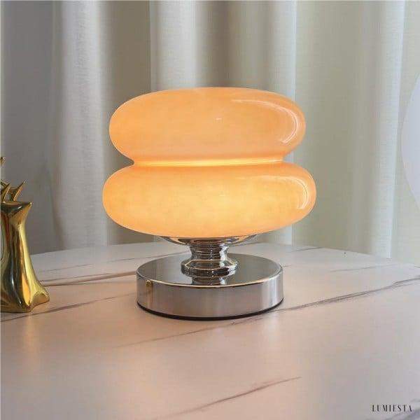 Lampa stołowa Bauhaus w kolorze pomarańczowym z efektownym kształtem, 20x18cm