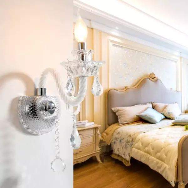 Lampa ścienna kryształowa kinkiet w kształcie świecznika
