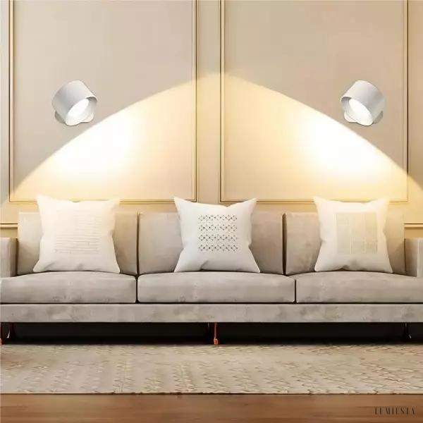 Nowoczesna rotacyjna lampa ścienna LED bezprzewodowa