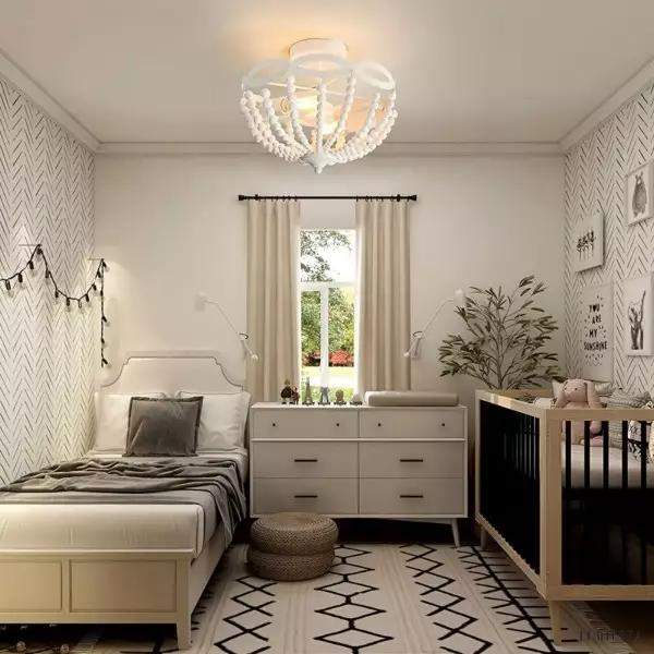 Lampy sufitowe w stylu rustykalnym z drewnianymi koralikami