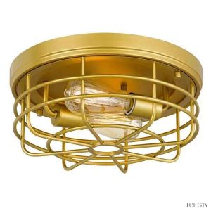 Lampa sufitowa w stylu industrialnym złota metalowa klatka