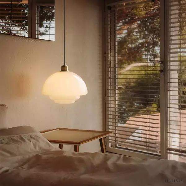 Lampa wisząca szklana mleczna w stylu retro Art Decor, Ø28/30/32cm, 1-punktowa