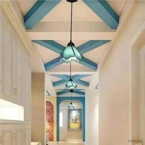 Lampa wisząca szklana w kształcie kwiatu vintage