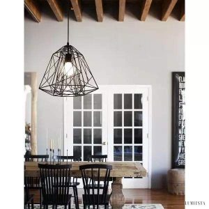 Wisząca lampa z klatką w stylu retro