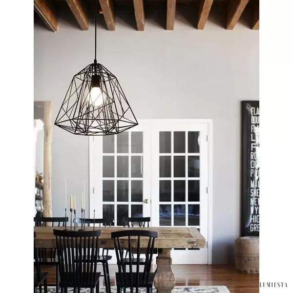 Wisząca lampa z klatką w stylu retro