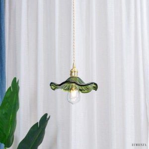 Szklana lampa wisząca retro z kwiatem hibiskusa 23 cm