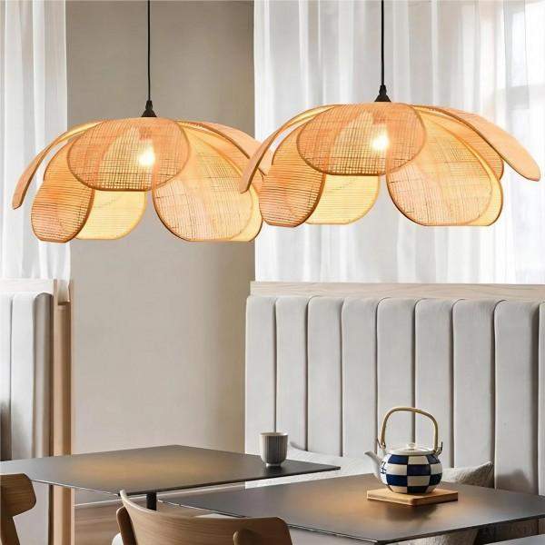 Petal - Rattanowy żyrandol rustykalny w kształcie płatków