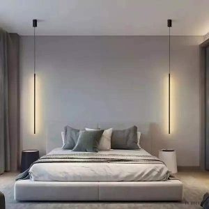 Liniowa lampa wisząca LED w nowoczesnym stylu czarna 60 140 cm