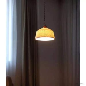 Ceramiczna lampa wisząca z kwiatowym wzorem do wnętrz