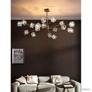 Lampa żyrandol kryształowy w stylu nowoczesnym złota