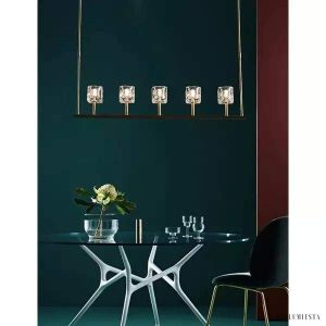 Lampa wisząca kryształowa w stylu minimalistycznym złota