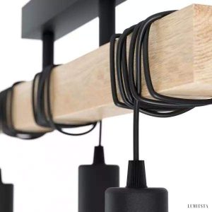 Lampa wisząca drewniana Townshend 4 punkty świetlne