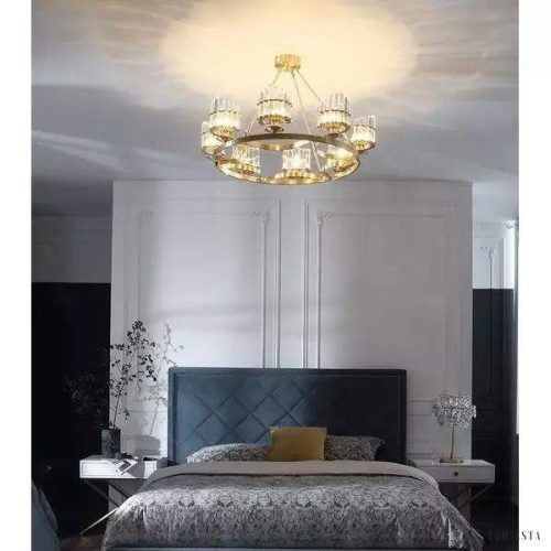 Lampa sufitowa żyrandol mosiężny z kryształami K9