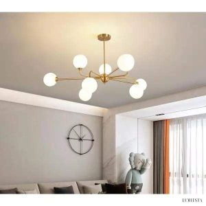 Luksusowy żyrandol szklany w kształcie kuli złoty