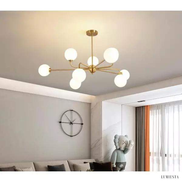 Luksusowy żyrandol szklany w kształcie kuli złoty