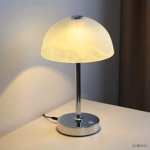 Minimalistyczna lampa nocna szklana z kloszem w kształcie grzyba