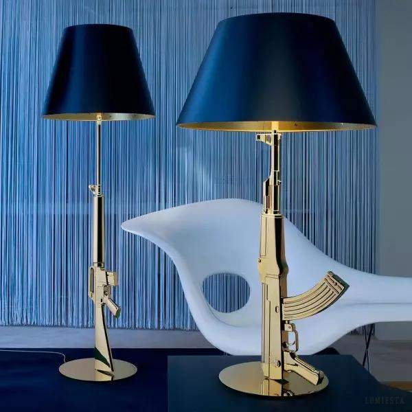 Lampa biurkowa w kształcie broni metalowa elegancka