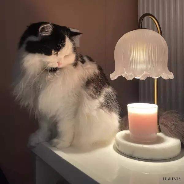 Lampa stołowa w stylu romantycznym z funkcją topnienia wosku